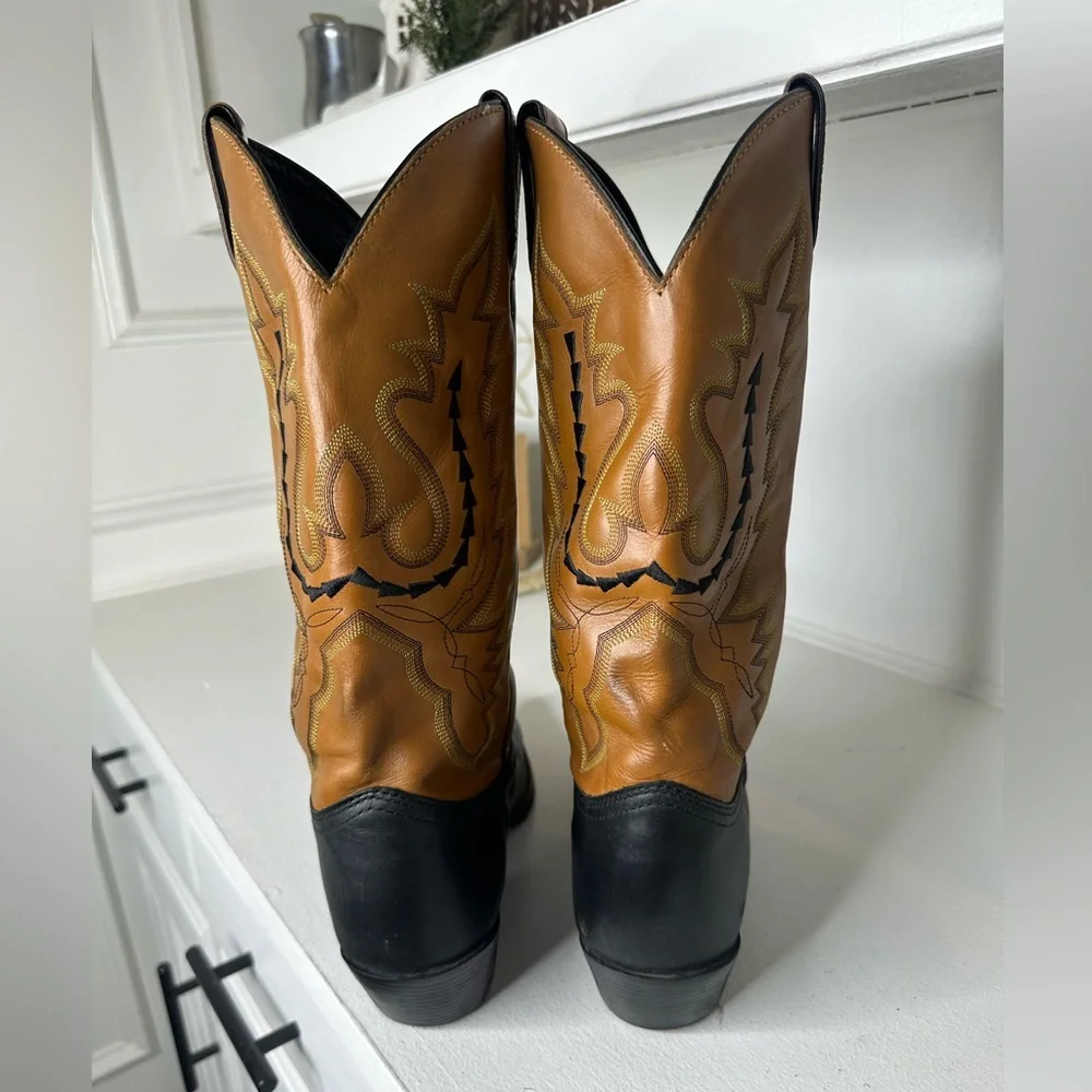 Justin Flame Embroidered Women’s Two-Tone Western Cowboy Boots – Size 10B - Picture 5 of 8